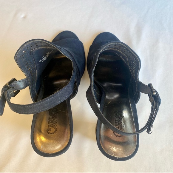 Carlos Santana - Navy Suede Chunky Heel Sandal - Sz: 9 - Picture 6 of 10